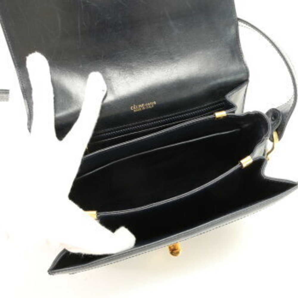 Celine Navy bag hardware shoulder Blue carriage MHM Sulky leather - Picture 12 of 14